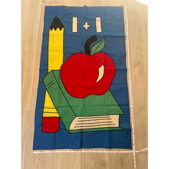 Vintage Outdoor Porch Flag Back to School Teacher's Book Pencil Apple JL - Picture 1 of 8